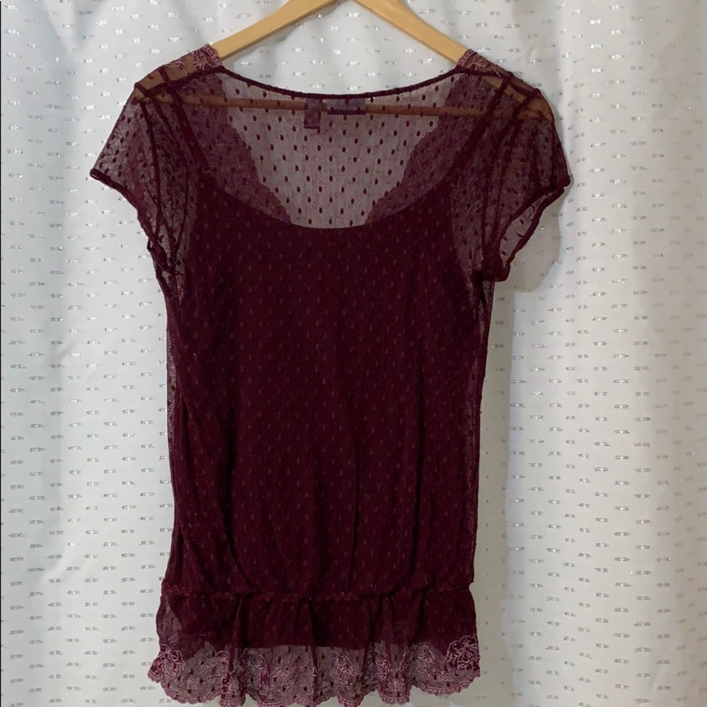 Apt.9 Sheer Lace Peplum Top EUC - Picture 2 of 4
